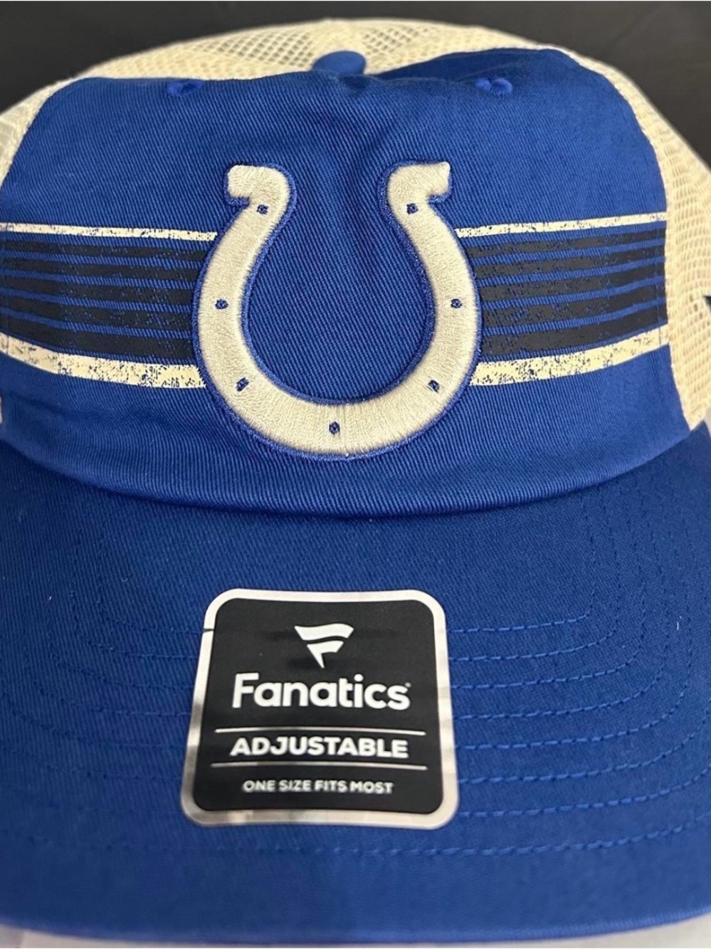 Fanatics Mens Blue & White Colts Mesh-Back Cap